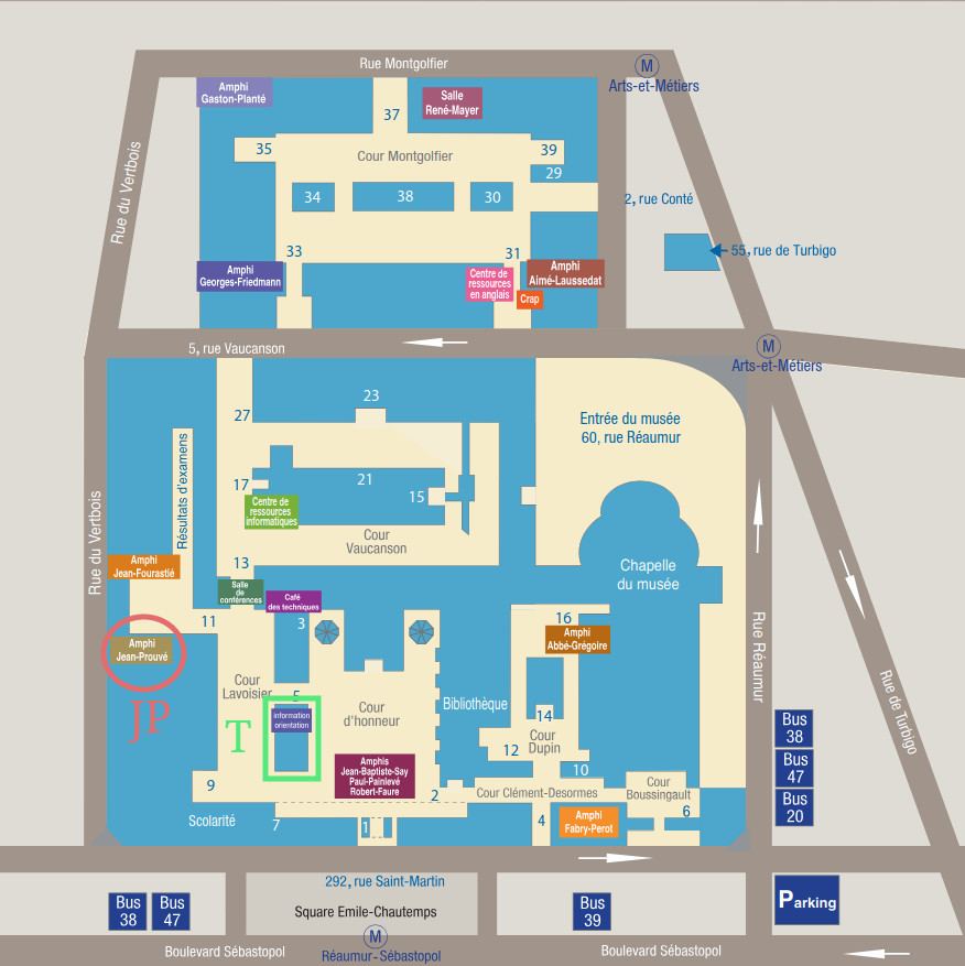 CNAM Campus Map with marked locations